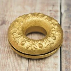 Meo Fingerbell -CARVED CULTURE Sale Brass Meo Finger Bell Top View Showing Symbols