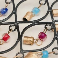 Cast Iron Wind Chime 10 Cast Iron Wind Chime -CARVED CULTURE Sale Cast Iron Windchime Close Up Showing Glass Beads and Brass Bells