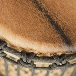 Kenkeni Dundun Drum -CARVED CULTURE Sale Close Up of Large Kenkeni Drum Showing Fur Head and Rope Ties