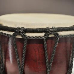 Pura Djembe Drum - 16" -CARVED CULTURE Sale Close up of the rope tied djembe drum head pura 2