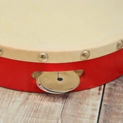 Gulab Tambourine -CARVED CULTURE Sale Gulab Red Tambourine Top Close Up