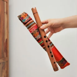 Quena Andean Flute -CARVED CULTURE Sale Handmade Wooden Andean Quena Flute Whistle with Fabric Case