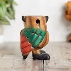 Hooting Owl Whistle - 2" -CARVED CULTURE Sale Hooting owl flute whistle back 1