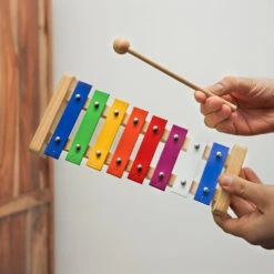 Niwa Metallophone 10 Niwa Metallophone -CARVED CULTURE Sale Rainbow Niwa Metallophone Held in Hand for Scale