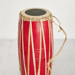 Small Madal Drum -CARVED CULTURE Sale Traditional Indian Red Madal Drum Close Up