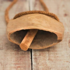 Wooden Cowbell -CARVED CULTURE Sale wooden cow bell close up 3